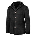 thumbnail image 6 of Olyvenn Men's Winter Solid Color Cardigan Long Sleeve Hooded Casual Blouse Tops Coat Fleece Puffer Jacket Thick Cotton Padded Overcoat Black 10, 6 of 9