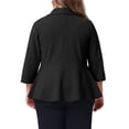 thumbnail image 4 of DARING DIVA Women's Plus Blazer Sleeve Open Front Peplum Work Suit Jacket 1X Black, 4 of 6