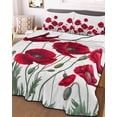 thumbnail image 3 of Quilts Twin Size Bedding Set, Red Poppy Lightweight Quilted Comforter, Spring Summer Farmhouse Flowers Watercolor Soft Reversible Bedspread Coverlet with Pillow Covers for All Season, 68" x 86", 3 of 7
