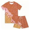 thumbnail image 4 of BOOMNY Boys 2 Peice Clothes Set Ice Cream Graphic Long Sleeve Tshirts Shorts Outfits for Kids Comfy Clothing Set, 4 of 5