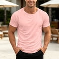 thumbnail image 2 of FINALGANG Mens Scoop Neck Short Sleeve Tee Soft Stretchy Relaxed Fit Plain Solid Color Everyday Basic Casual Top Leisure TShirts Pink S, 2 of 7