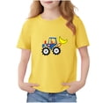 thumbnail image 2 of Spazoro Girls T-Shirts Tee, Crew Neck 100%Cotton Short Sleeve Cute Print Casual Tops for Kids Yellow Size 6, 2 of 6