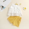 thumbnail image 2 of Kogui Shorts Outfit Adorable Girls' Sets: Sleeveless Tops Paired with Shorts (Yellow,18-24 Months), 2 of 8