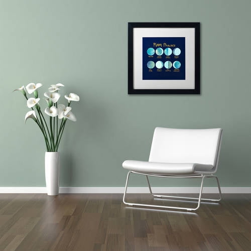 Trademark Fine Art "Moon Phases" Canvas Art by Lisa Powell Braun, White Matte, Black Frame