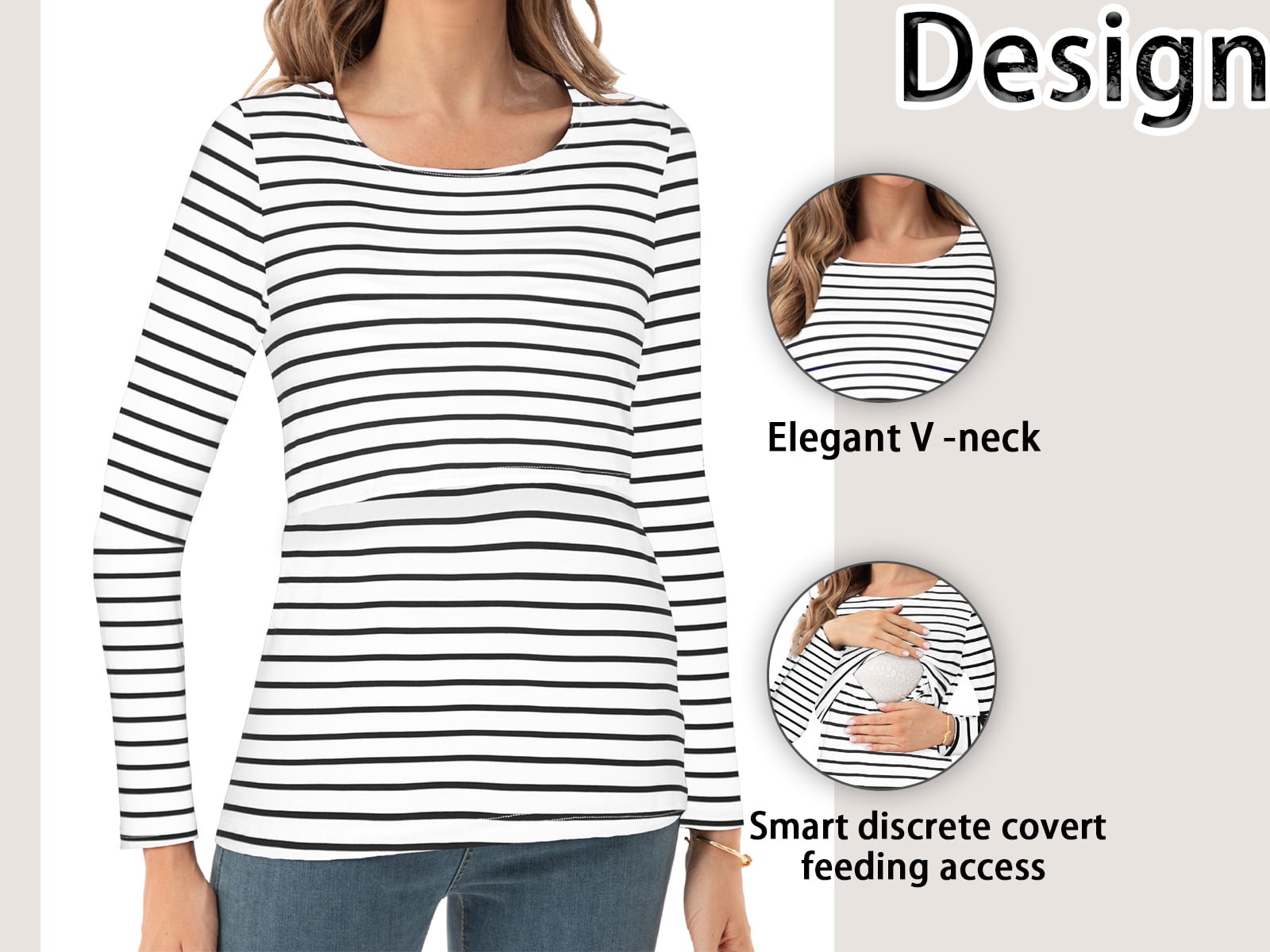 Beaisland Women's Maternity Nursing Tops Comfy Long Sleeve Breastfeeding T-Shirt 3-Pack