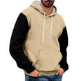 thumbnail image 2 of Fgnfyis Men's Versatile Simp Le Colorblocking Casual Sport Drawstring Hooded Sweatshirt Mens Sweatshirt Khaki XXXL, 2 of 3
