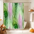thumbnail image 4 of Green Pink Marble Shower Curtain, Waterproof Shower Curtains for Bathroom, Modern Abstract Luxury Ombre Fluid Art Washable Fabric Bathtub Curtain Set Bath Decor with 12 Hooks Standard 72"x72", 4 of 8