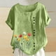 thumbnail image 2 of Vestidos Casuales Para Mujer, Blusas De Mujer De Moda Camiseta informal de verano con cuello redondo, manga corta y botones estampados para mujer, 2 of 4