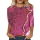 thumbnail image 1 of Gibobby Camisa&nbsp;Moda Mujer Primavera de longitud media con cuello redondo Camiseta estampada Mujer Tops mangas Blusa informal para mujer（Vino， L), 1 of 3