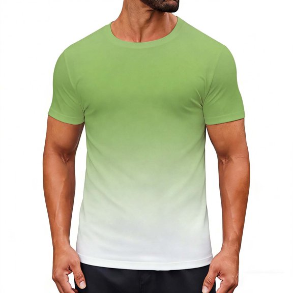 LIaqionyy T Shirt for Mens Gradient Casual Short Sleeve Crew Neck Lightweight Fashion Pullover Tops Clothes