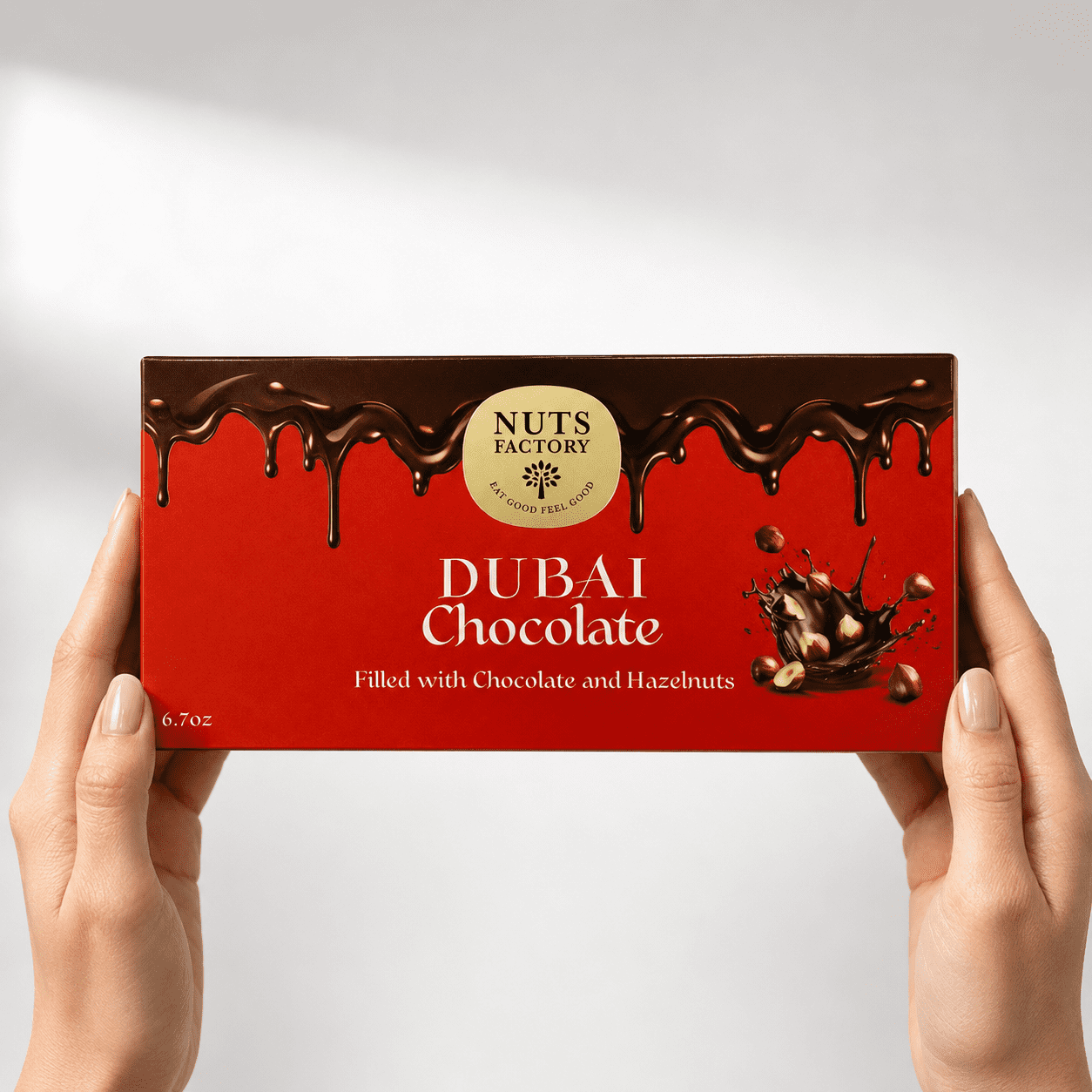 Nuts Factory Dubai Style Hazelnut Chocolate Bars with Roasted Hazelnuts & Smooth Chocolate, Pack of 2 Large Bars – #1 Ranked Dubai Chocolate Bars in the World by CNBC