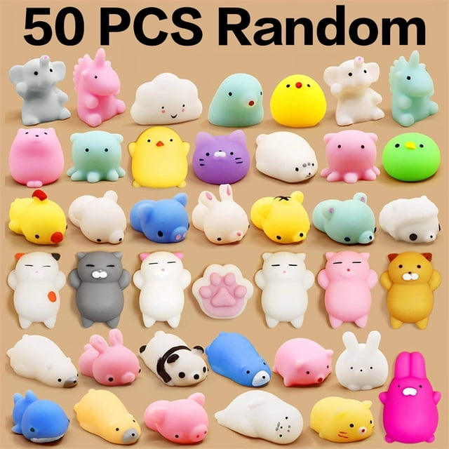50-5 piezas de juguetes blandos Mochi Squishies Kawaii Anima para niños, pelotas antiestrés para apretar, regalos de fiesta, juguetes para aliviar el estrés para cumpleaños