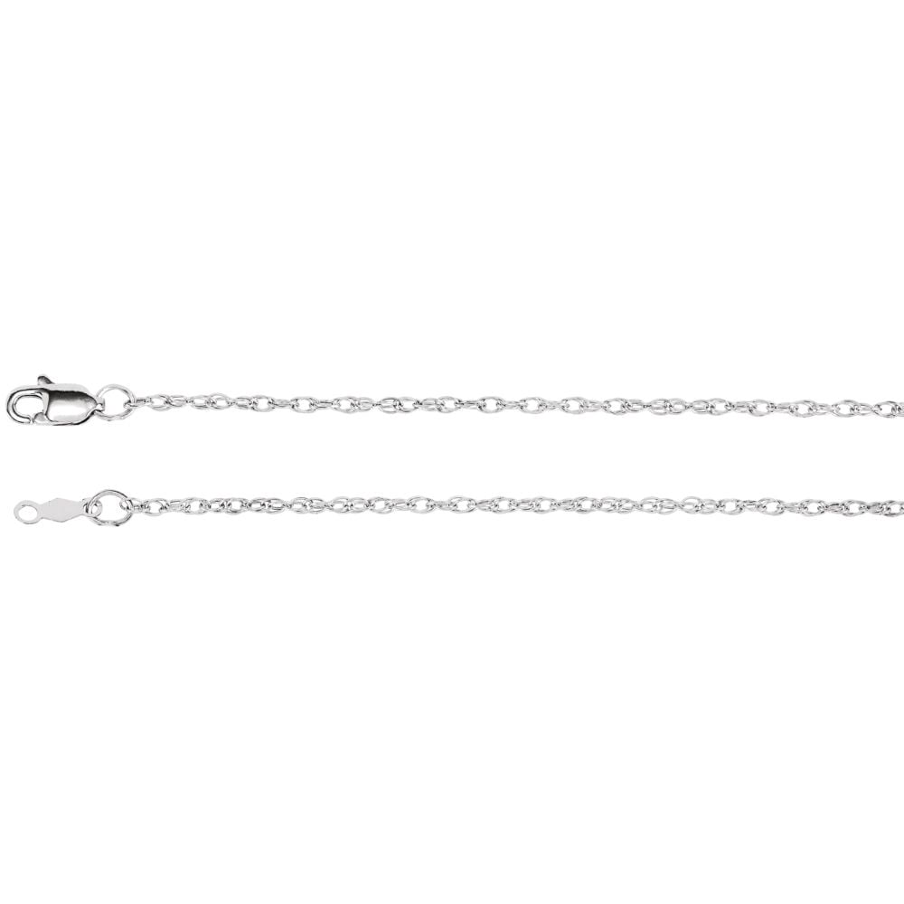 18K White Gold 1.5 mm Solid Rope Chain 