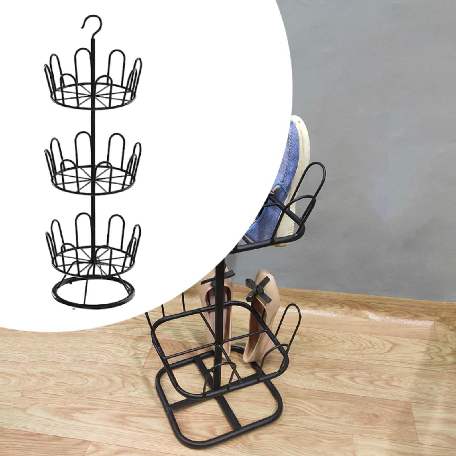 Baoblaze Revolving Shoe Rack Modern Metal Shoe Tree Rack for Apartment Farmhouse Dorm Black 3 Tiers