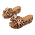 thumbnail image 4 of Virmaxy Womens Platform Sandals Women's Summer One-line Platform Bow Platform Muffin Leopard Print Sandals Brown 37, 4 of 8