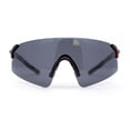 thumbnail image 2 of Polarized Mens Cool Futuristic Curved Shield Rimless Plastic Sport Sunglasses Tortoise - Black, 2 of 4