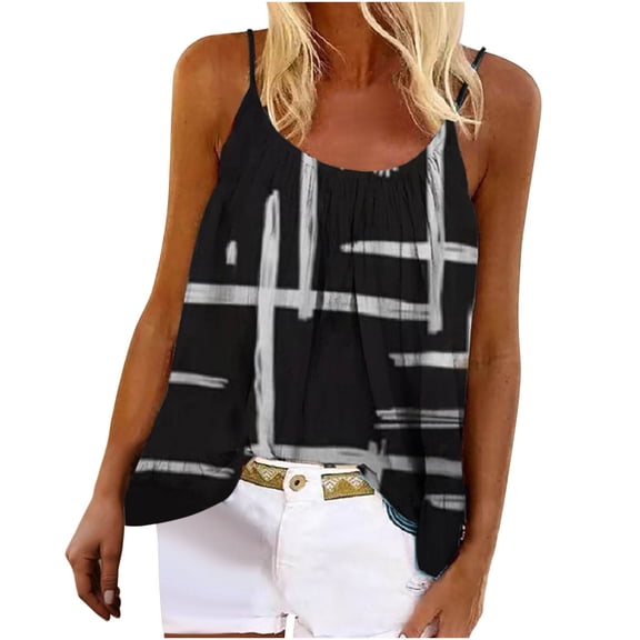 OAVQHLG3B Summer Tank Top for Women Casual Ladies Print Sleeveless Crewneck Pullover Vest Tank Tops Shirts Blouse