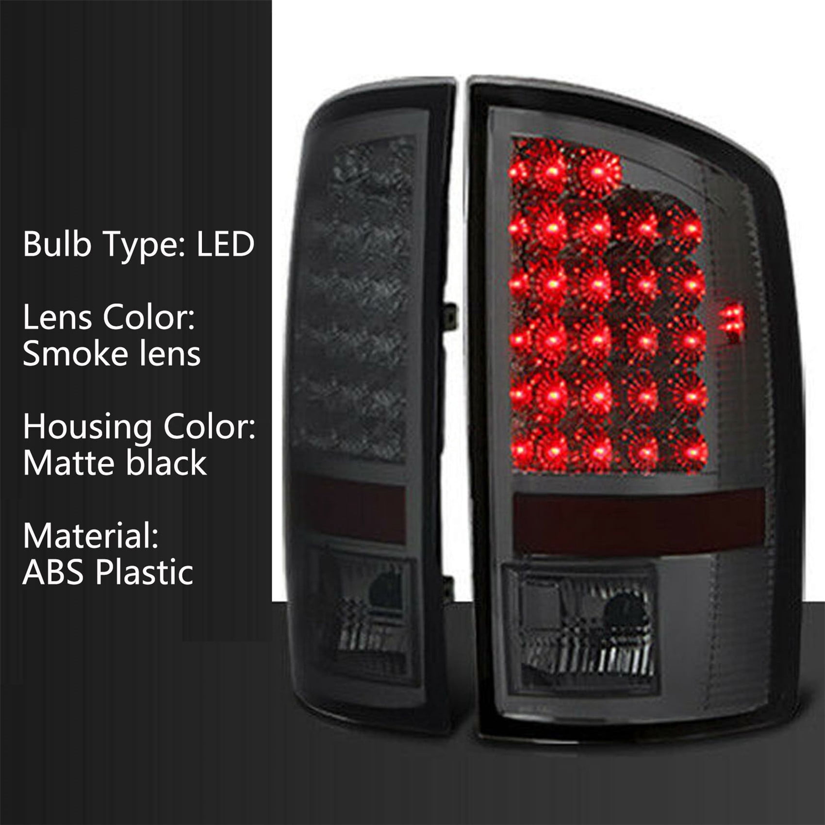 2pcs Rear Tail Light Lamp Housing Assembly Fit for 2002 2003 2004 2005 2006 Dodge Ram 1500 / 2500 / 3500, Rear Left & Right