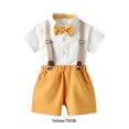 thumbnail image 2 of Minnieouse Conjunto de pantalones y camisa de manga corta de verano para niños, ropa de fiesta, banquete, boda, pajarita, pantalones cortos con conjuntos de ropa Amarillo 70cm, 2 of 6