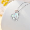 thumbnail image 2 of Dorunmo Mama Bear Necklace with 2 Cubs 925 Sterling Silver Polar Bear Love Heart Pendant Mothers Day Jewelry Gifts for Women Mother (Opal), 2 of 6