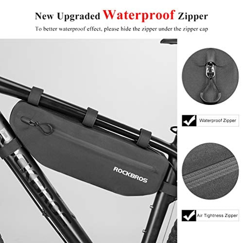 ROCKBROS Large Capacity Bicycle Triangle Bag Waterproof Tube Frame Bag Black 3L 