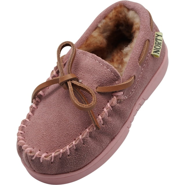 NORTY Toddler Girls Suede Comfort Female Moccasin House Slippers Baby Pink