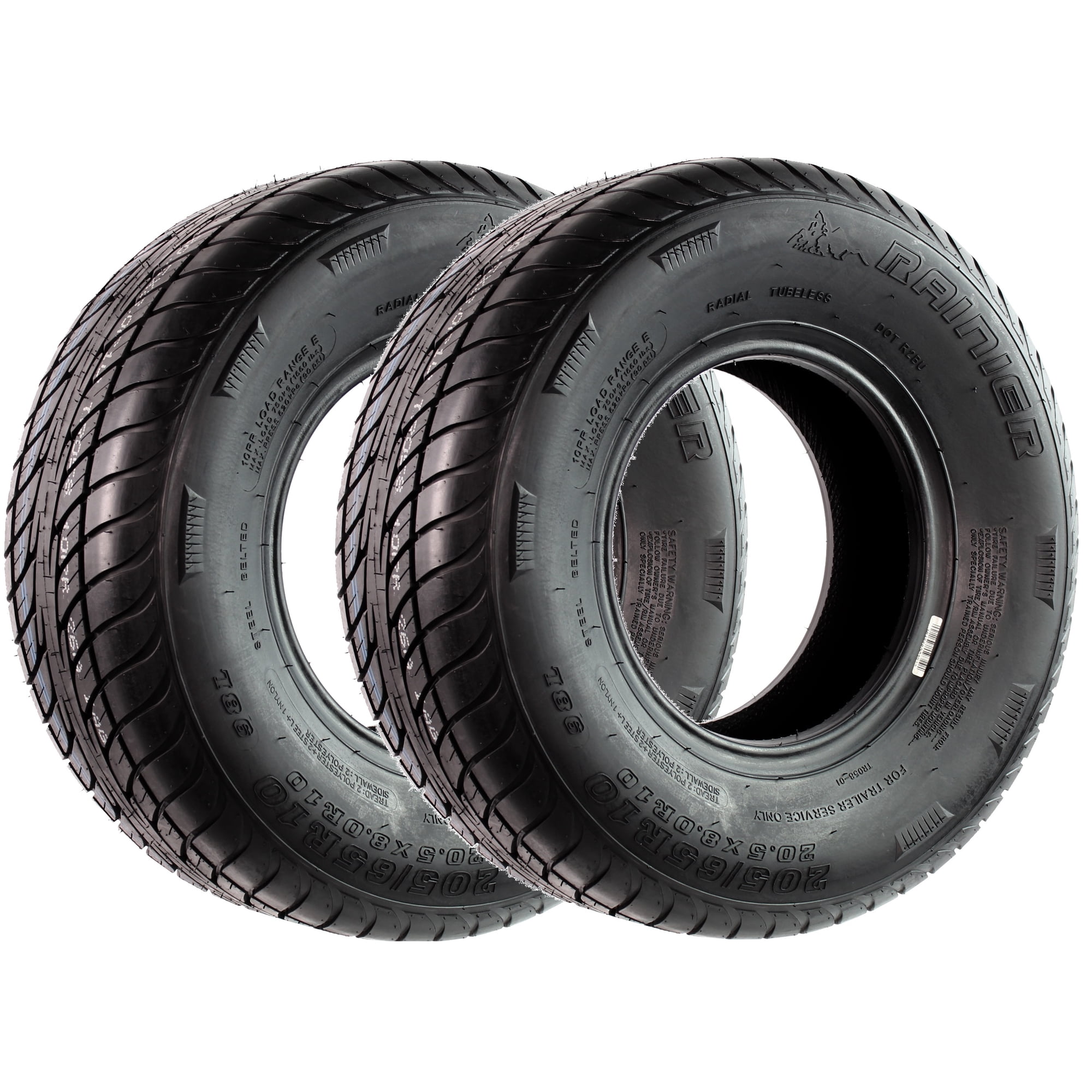 eCustomrim Radial 2-Pack Trailer Tire ST205/65-10 10 Inch Load E 6 Year Warranty