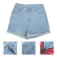 thumbnail image 3 of Pantalones cortos de mezclilla para mujer Pantalones cortos de verano con estampado de moda Pantalones cortos de mezclilla de pol HOMEMAXS MX13976054, 3 of 6