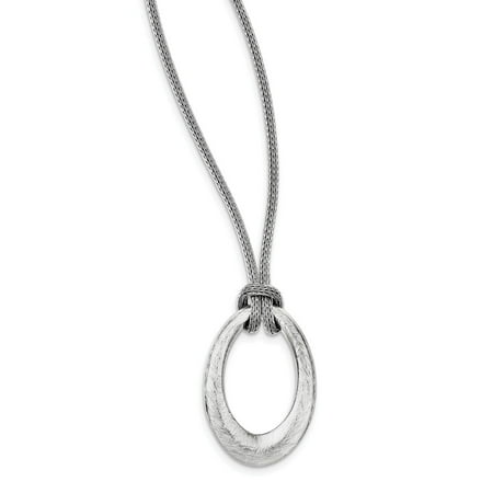 - Sterling Silver Brushed Oval Mesh Knotted Necklace Chain 18