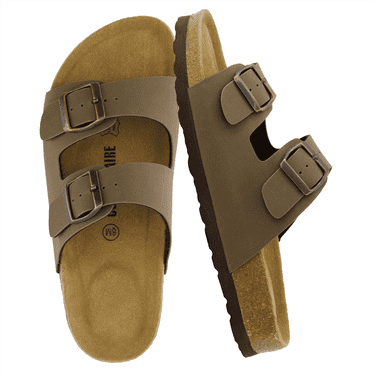 Cushionaire Lane Cork Footbed Sandals for Women – Comfortable Double Buckle Slip-On with Genuine Suede Footbed & Arch Support | Slides for Women