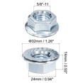 thumbnail image 3 of Uxcell 5/8"-11 Serrated Flange Hex Lock Nuts, Carbon Steel Zinc Plated 5 Pack, 3 of 5
