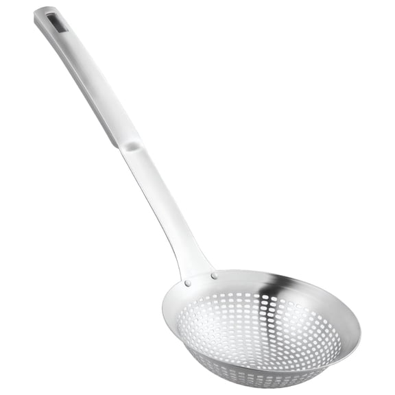 Stainless Steel Spider Skimmer Ladle - 4.7in Deep Mesh Strainer Spoon | Heat Resistant Kitchen Skimmer with 13.3in Long Handle for Frying, Pasta, Draining Vegetables