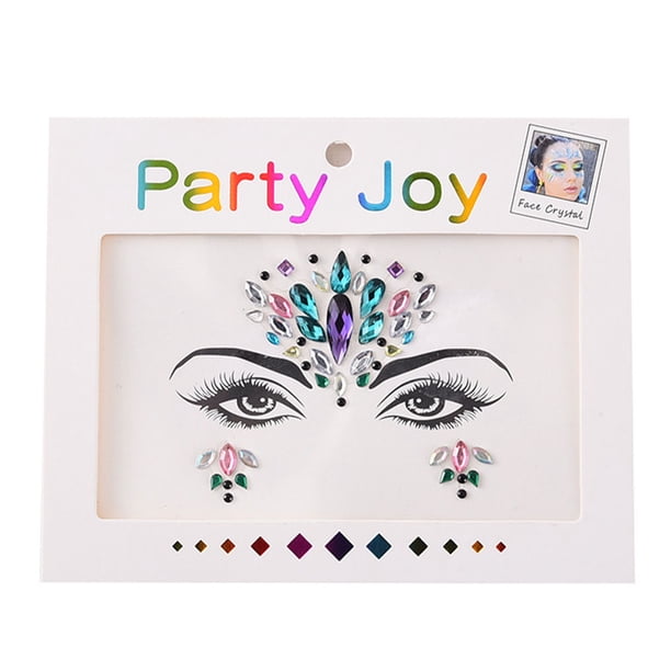 Jumpingount Joyas para la frente de ojos, pegatinas autoadhesivas de diamantes de imitación, maquillaje facial ostentoso, decoraciones DIY para Tratamientos faciales Tipo 2