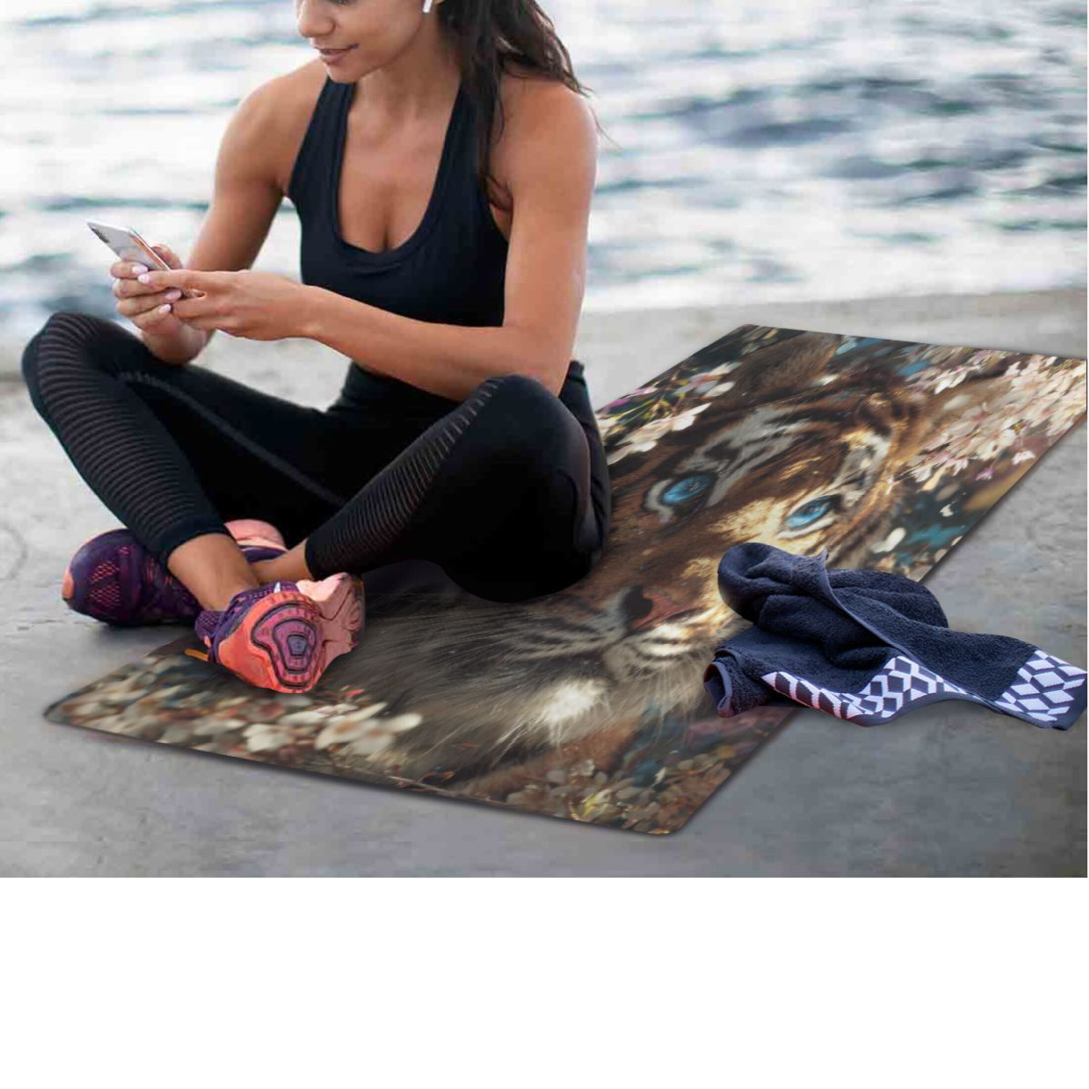 BZSMCE Yoga Mat Women Fitness Mat Floral Tiger Blue-eye Wonder Pattern