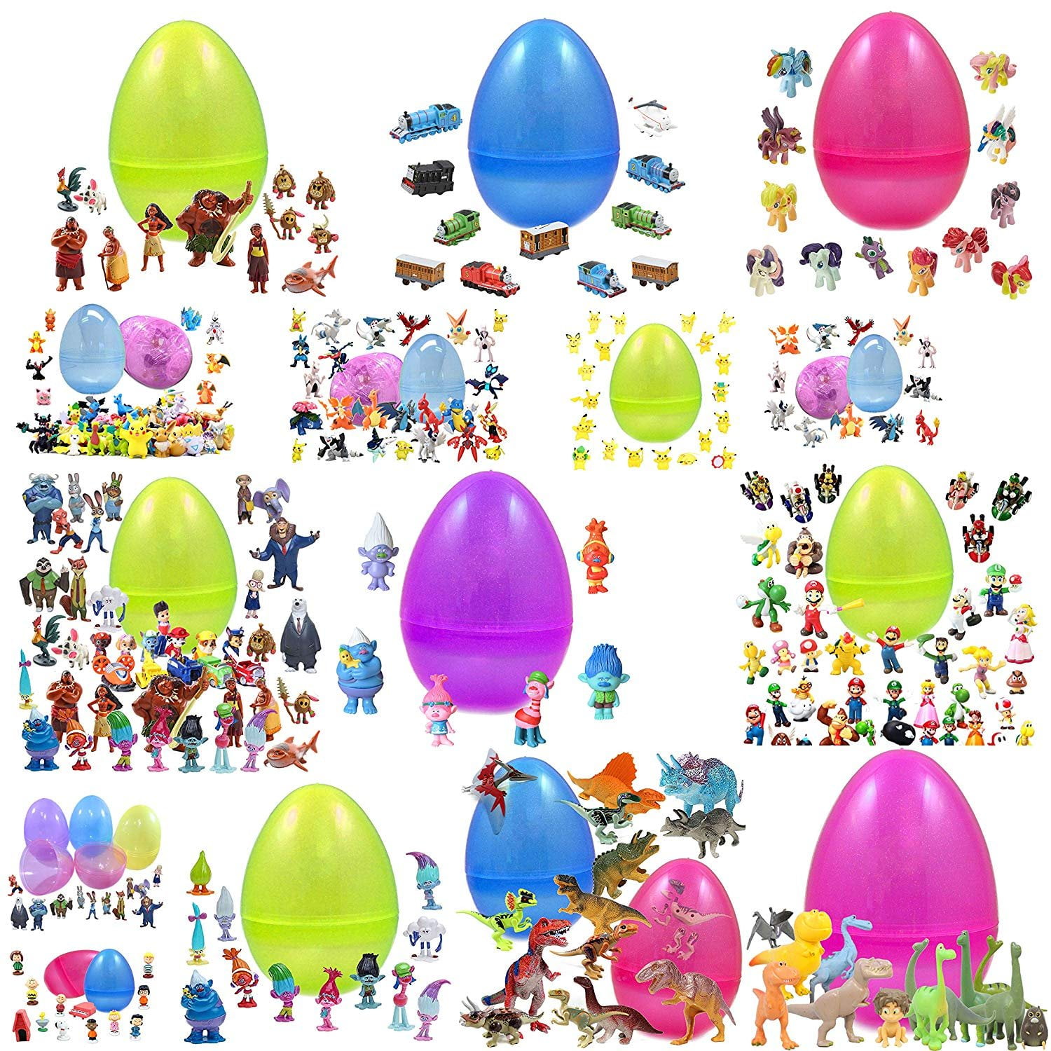 Baken 24 Figurines Toy Filled Jumbo Easter Egg Dinosaur, Trolls