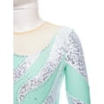 thumbnail image 6 of TiaoBug Kids Girls Sequin Mesh Spliced Ballet Figure Ice Skating Leotard Dress Light Green 14, 6 of 7