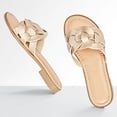 thumbnail image 4 of Women's Braided Flat Slide Sandals - Round Toe Cover Strap Detail, Easy Slip-On Rubber Sole Summer Shoes, 4 of 6