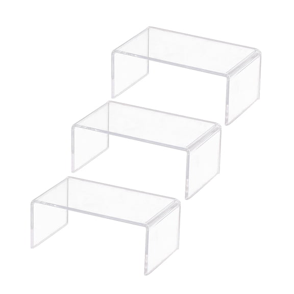 3PCS Clear Acrylic Shoe Risers U-Shaped Display Stands for Retail Shelves, Showcases, Toys, Bags, Cosmetics, Medium Size
