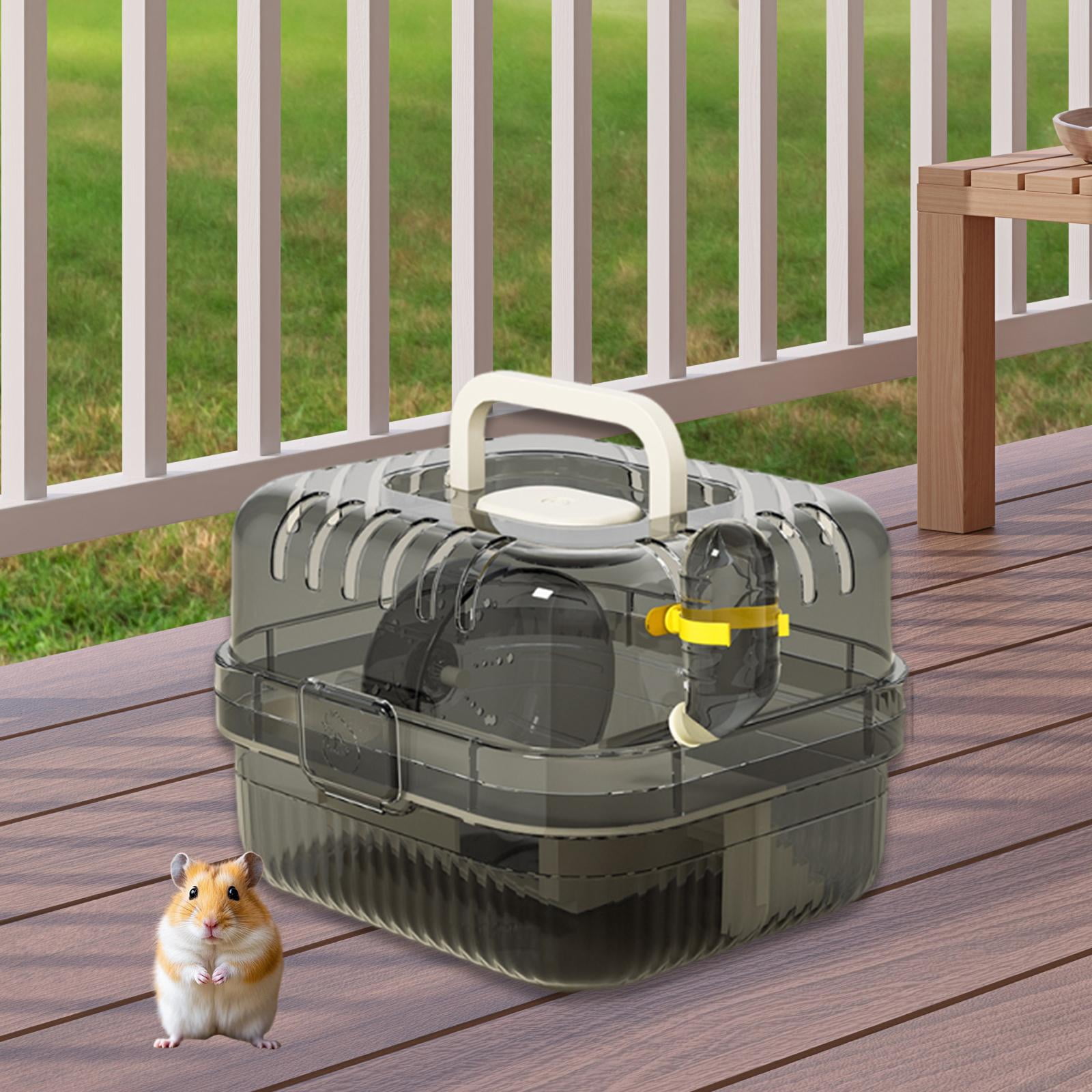 oshhni Hamster Cage with Water Bottle Breathable Carry Case for Rabbits Gerbils Rats white