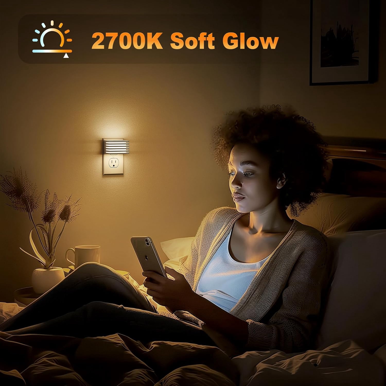 RGHJAR-LED Night Light, Night Lights Plug into Wall with Dusk to Dawn Sensor, Dimmable Plug in Night Light, Adjustable Brightness, 3000K Soft White Nightlight for Bedroom Bathroom Hallway [2 Pack]