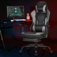 thumbnail image 3 of Gymax Massage Gaming Chair Racing Computer Task Chair Recliner w/Footrest Grey, 3 of 10