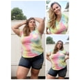 thumbnail image 4 of CASSIE LIZ Plus Size Tops 2X Summer Short Sleeve Colorful Tie Dye Shirts Womens Blouses Cute Ladies V Neck Tee Tunic Dressy Pullover 2XL 18W 20W, 4 of 6