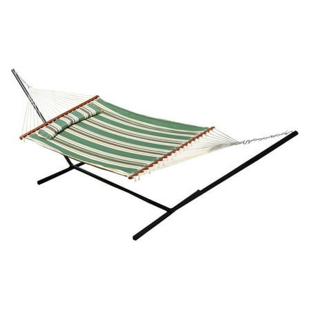 Nantucket Lounge - Nantucket Reversible Double Hammock - Elm Green Stripe & Solid