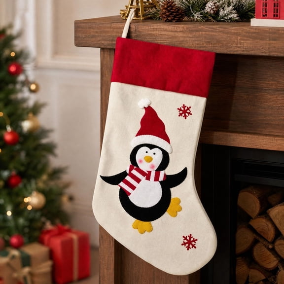 Rysoverian Christmas Stockings - 19" Custom Initial Stockings with Names for Kids, Holiday and Family on Christmas (Penguin)
