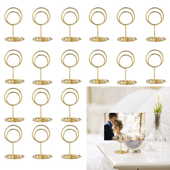 24-Piece Gold Table Number Holders with Place Cards - Mini Table Sign Stands for Wedding Centerpieces, Birthday Parties and Special Events
