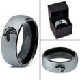 thumbnail image 4 of Tungsten Horse Bronco Equestrian Band Ring 8mm Men Women Comfort Fit Black Dome Brushed Gray Polished, 4 of 4