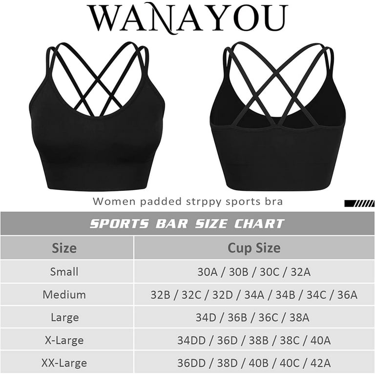 WANAYOU Women Strappy Sports Bra for Women,Cross Back Sports Bra Padded  Yoga Bra 3 Pack Medium Support Workout Bra 