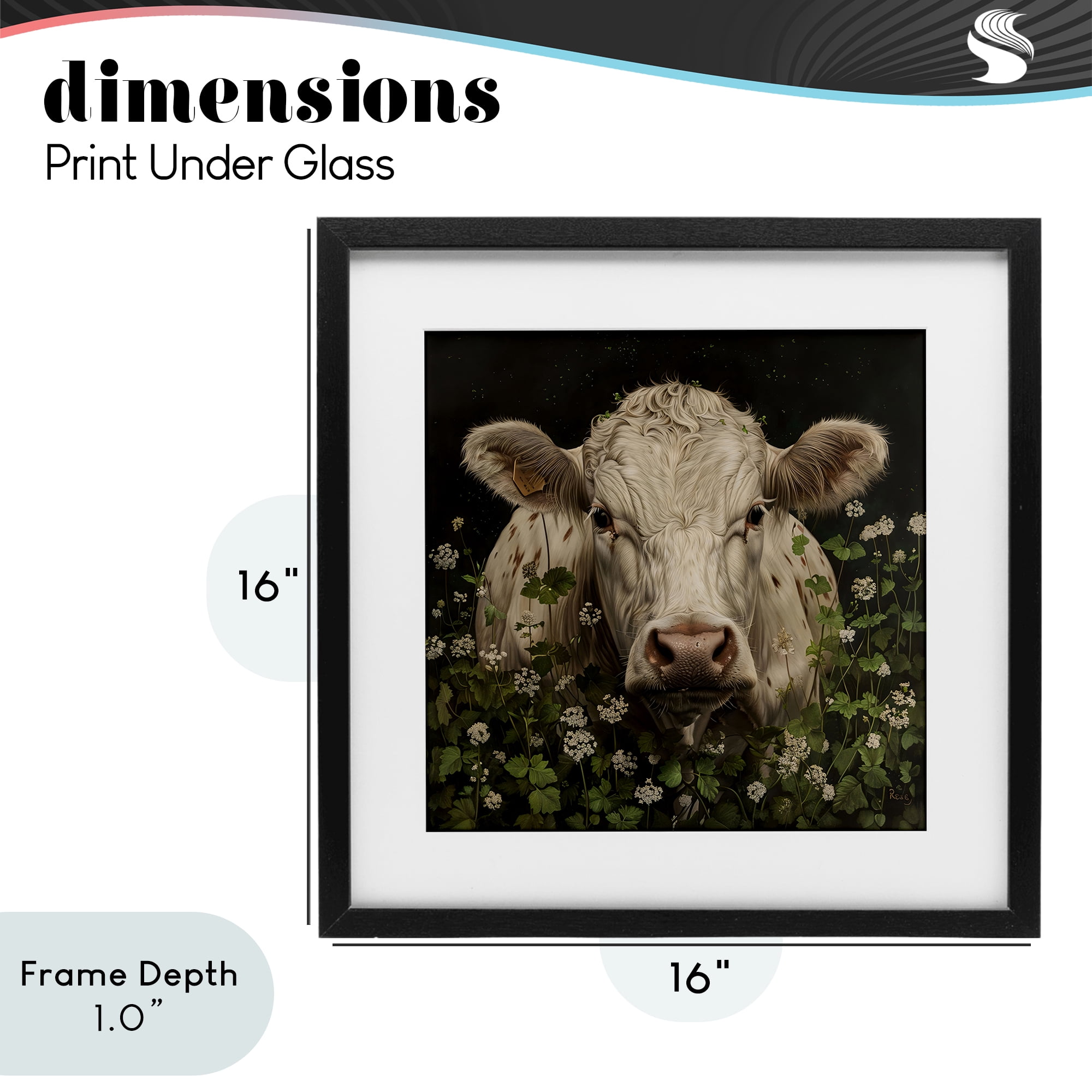 Stupell Industries Cow in the Green Meadow Black Framed Print Under Glass, design by Creative Studio