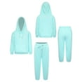 thumbnail image 3 of TSSOE Kids 2 Piece Tracksuit Plain Sweatsuit Boys Girls Hooded Sweatshirt Jumper with Jogger Light Blue 110, 3 of 9