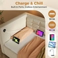 thumbnail image 5 of Twin Size Upholstered Daybed with USB and Type-C Charging, Hydraulic Storage Bed Frame with Wooden Slats, Tufted Sofa Back and Side Pocket, Sturdy Wood Platform Bed for Guest Room Bedroom, Beige, 5 of 8